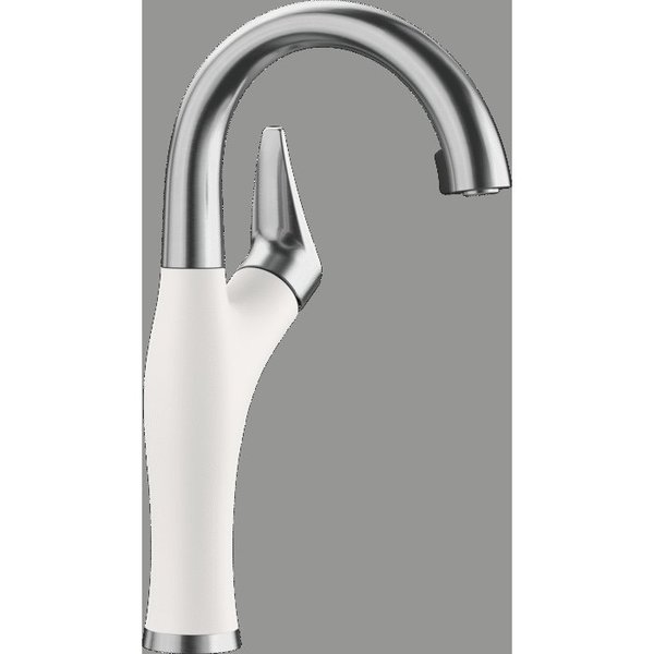 Blanco Artona Bar Faucet 1.5 GPM - PVD Steel/White 526386